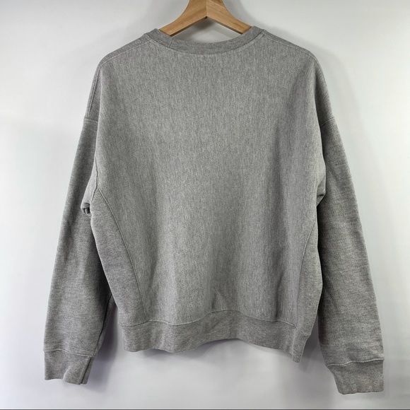 Vintage 90's Champion Reverse Weave Felt Applique Sweatshirt Pullover Grey Large - Picture 2 of 3